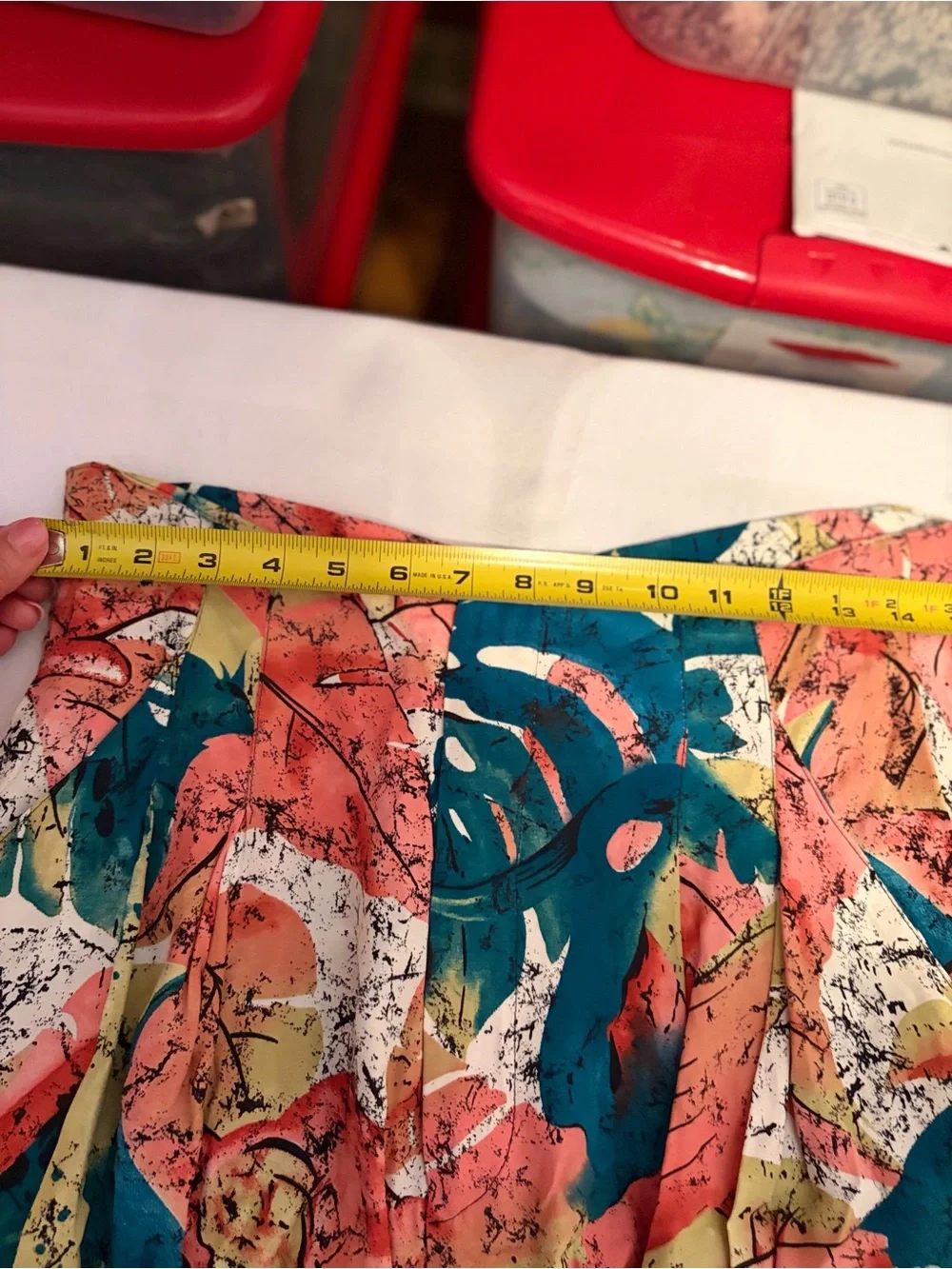 Tropical Print High-Waist Shorts - Coral, Teal, Yellow